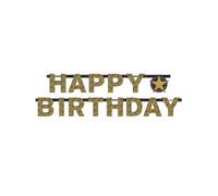 Guirlande lettres Happy Birthday célébration étincelante 2,13 m - Or