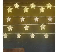 Guirlande lumineuse décoration de Noël étoiles-chaîne lumineuse design lampe étoile, métal argenté, batterie 10x LED 3000K blanc chaud, L 165cm, lot de 5