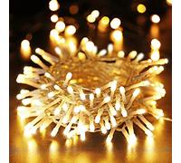 Guirlande Lumineuse 10M 100 LED BrizLabs Lumières de Noël Intérieur, 8 Modes Etanche avec Minuterie Fairy Lights Batterie pour Décoration Maison, Fête, Noël, Mariage, Câble Transparent, Blanc Chaud