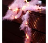 Guirlande lumineuse, 2 m, 20 plumes avec 20 micro LED, en cuivre blanc chaud, alimentée par piles, pour fête, jardin, Noël, Halloween, mariage (rose)