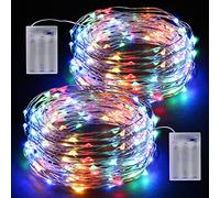 Guirlande Lumineuse, 2 x 12M 120 LED Girlande de Lumière Étanche Extérieur Intérieur Guirlandes Lumineuses à Piles AA pour Fête, Jardin, Noël, Mariage, Anniversaire, Chambre, Decoration - Multicolore