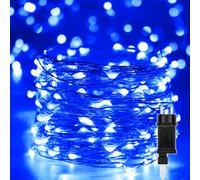 Guirlande Lumineuse 20M 200 LED Lumières d'arbre de Noël Fil de cuivre Décoration Extérieur Intérieur Étanche avec Adapteur Alimentation, Chaine de Lampe pour Arbre,Fête,Mariage,Jardin,Halloween, Bleu