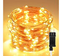 Guirlande Lumineuse 20M 200 LEDs Lumières d'arbre de Noël Fil de cuivre Décoration Extérieur Intérieur Étanche avec Adapteur Alimentation, Chaine de Lampe pour Arbre,Fête,Mariage,Jardin,Halloween