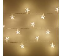 Guirlande Lumineuse 30 Étoiles LED Blanc Chaud sur Câble Transparent