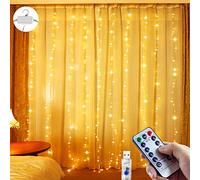 Guirlande Lumineuse, 3x3m 300LED Rideau Lumineux Noel avec 8 Modes, Fonction Minuterie, IP44 Étanche. Guirlandes Lumineuses pour Fenêtres, Terrasses, Chambres, Cheminées etc. Décorations Fêtes.