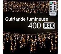 Deuba Guirlande lumineuse 400 LED Blanc chaud 15m Télécommande Minuterie 8 modes illumination Noël intérieur extérieur