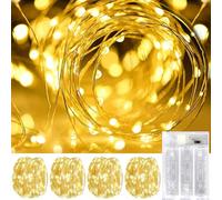Guirlande Lumineuse 5m 50 LED - 3 Modes, Guirlande Lumineuse a Pile Mini Led Intérieur Girlande de Lumière Decoration pour Chambre Noël Mariage Soirée Maison Jardin Fairy Lights, Blanc Chaud Lot de 4