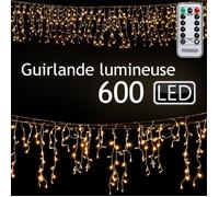 Deuba Guirlande lumineuse 600 LED Blanc chaud 20m Télécommande Minuterie 8 modes illumination Noël intérieur extérieur