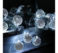 Guirlande lumineuse à 10 boules disco à LED, 1,5 m, boules disco miroir, mini boules discothèques, décoration d'arbre, guirlande lumineuse orientale marocaine