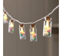 Guirlande Lumineuse à 10 LED Mini Flacons en Verre avec Pompons Pastel