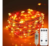 Guirlande lumineuse à 100 micro LED, télécommande, prise USB, minuteur, multifonction, réglage de la luminosité, guirlande lumineuse micro LED (rouge, orange, jaune)