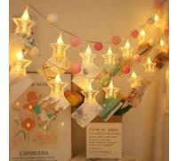 Guirlande lumineuse à 20 LED avec 20 pinces à photos en forme d'étoile - Fonctionne avec piles - Pour mur, chambre, mariage, décoration de fête