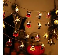 Guirlande lumineuse à DEL d'Halloween - 3 m 20 mini lumières alimentées par piles avec citrouilles, fantômes, chauves-souris et araignées, parfait pour une lueur festive en intérieur