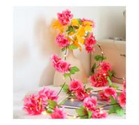 Guirlande Lumineuse À Fleurs Artificielles Et Feuilles Vertes|Guirlande Lumineuse À LED En Fil De Cuivre À Piles|Lampes De Plantes De Simulation Créatives Pour Fête,Rouge,2 M (6,5 Pieds) -20 LED