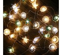 Guirlande lumineuse à LED en forme de coquillages,Pour l'intérieur,30 piles,Éclairage extérieur,Avec télécommande,Pour salle de bain, balcon, mariage, anniversaire, Noël, décoration de table maritime