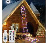 Guirlande lumineuse à LED - Père Noël - 3 m - Avec télécommande - Échelle extérieure - Éclairage de fenêtre - Décoration de Noël pour l'extérieur - Échelle de décoration de Noël multicolore