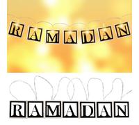 Guirlande lumineuse à LED pour le Ramadan - Veilleuses musulmanes - Lettres creuses en bois - Décoration Ramadan - Fonctionne avec piles - Lampe suspendue pour festivals, fêtes, décoration de la
