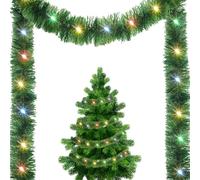 Guirlande lumineuse à LED pour sapin de Noël, guirlande de guirlandes de guirlandes, guirlande de guirlandes de 49,21 pieds avec ornements de banderoles scintillantes - Bandes de lumières LED