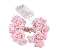 Guirlande lumineuse à LED - Roses - 20 LED - Blanc chaud - Fonctionnement à piles - Décoration romantique de chambre (rose)