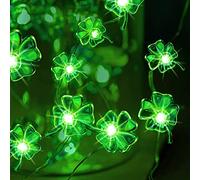 Guirlande lumineuse à LED trèfle à quatre feuilles - 40 LED de couleur verte - Fonctionne avec 8 modes clignotants pour la Saint Patrick - Décoration de fête