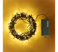 Lights4fun Guirlande Lumineuse de 200 LED Blanc Chaud pour Extérieur à Piles