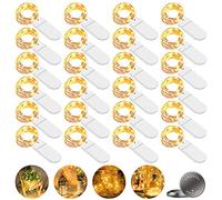 Guirlande lumineuse à piles - 24 pièces - 2 m - 20 LED - Micro piles - Cuivre - Éclairage de Noël pour chambre, intérieur, Noël, extérieur, fête, mariage, bricolage
