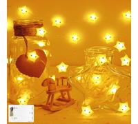 Guirlande Lumineuse à Piles, 2m 20 Étoiles LED, Guirlande Lumineuse Pour Enfants, Avec Minuterie, Pour l'Intérieur, Pour la Décoration de Chambre, Anniversaire, Veilleuse, Fête, Noël-Blanc Chaud