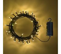 Guirlande Lumineuse à Piles 50 LED Blanc Chaud sur Câble Vert Foncé