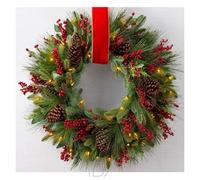 Guirlande Lumineuse à Piles, Guirlande réaliste, décorée de Baies, Pommes pin, décorations d'automne for Le Porche la Maison(80cm/31.4in)