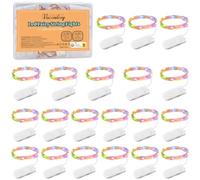 Guirlande Lumineuse à Piles, Lot de 20 1M 10 LED Guirlande Lumineuse Étanche Guirlande LED à Pile Guirlande Lumineuse Intérieur pour Fête, Mariage, Décoration Anniversaire, Coloré