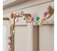 Lights4fun Guirlande Lumineuse à Pompons Pastel Multicolores avec 30 Micro LED Blanc Chaud à Piles Déco pour l'Intérieur