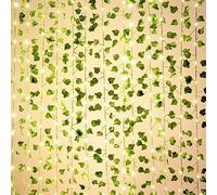 Guirlande lumineuse avec feuilles, Chaîne lumineuse de lierre 2m,Chaîne Lumières LED de Vigne, Artificial Green Leaf Ivy Vine with 20 LED Light, Spring Plants Decoration for Wall Wedding Party