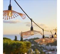 Guirlande lumineuse raccordable d'extérieur avec abat-jour en bambou naturel style bohème 7 ampoules à filament douille E27 LED blanc chaud SERENITY LIGHT 6m