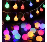 Guirlande lumineuse Boule, 6m 40 LED Guirlande lumineuse Batterie Intérieur Pour chambre d'enfant Jardin Fête Mariage Déco Balcon Camping Noël, Multicolore