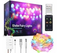 Guirlande lumineuse boule à LED - 10 m - Synchronisation de la musique - Changement de couleur - Guirlande LED RVB - Télécommande à 40 touches - Microphone intégré - Smart Alexa Google Home Tuya - LED