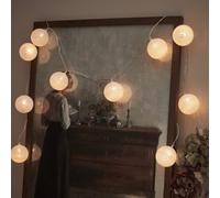 Guirlande Lumineuse Boule en Coton à Piles à LED Blanc Chaud