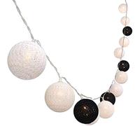 Guirlande Lumineuse Boules Coton 5M 50LEDs Blanc Chaud, Treer Décoration Piles Cosy LED Améliorer 8 Modes Lumières Décorative Intérieur et Extérieur idéale pour Noël (noir,5m/50LED)