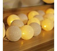 Guirlande Lumineuse Boules Coton 5M 50LEDs Blanc Chaud, Treer Décoration Piles Cosy LED Améliorer 8 Modes Lumières Décorative Intérieur et Extérieur idéale pour Noël (Beige,5m/50LED)