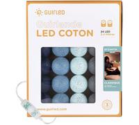 Guirlande lumineuse boules coton LED USB - Veilleuse bébé 2h - 3 intensités - 24 boules 2,4m - Byzantin