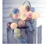 Guirlande Lumineuse Boules de Coton 3,5m : 20 LED colorées, prise, déco intérieur Noël/mariage/fête/chambre, veilleuse douce