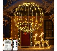 Guirlande Lumineuse Boules De Noël à Piles, Pliable en Métal Boules Suspendues 120 LED Extérieur, Timer & 8 Modes, Etanche Guirlande Lumineuse pour Jardin Salon Fête Intérieur (1 Pièces, Blanc Chaud)
