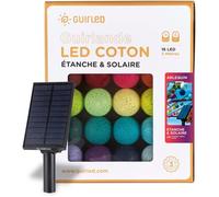 GuirLED - Guirlande d'extérieur boules lumineuses Guinguette LED - Étanche IP55 - Panneau solaire haut rendement - ON/OFF automatique - 16 boules 3m - Arlequin