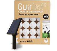 GuirLED - Guirlande d'extérieur boules lumineuses Guinguette LED - Étanche IP55 - Panneau solaire haut rendement - ON/OFF automatique - 16 boules 3m - Flocon