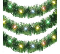 Guirlande lumineuse brillante de Noël - Guirlande lumineuse de 15 m avec lumières LED pré-éclairées : serpentins verts torsadés pour décoration festive lors des anniversaires et des mariages - 15 m