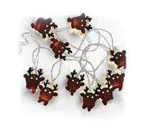 Guirlande lumineuse - Cerf suspendu en bois - Lumière chaude - 1,5 m - Alimenté par 3 piles AA - Décoration de Noël.