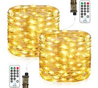 Guirlande Lumineuse Chambre, 23M 200LEDs Guirlandes Lumineuses à LED, 8 Modes Etanche avec Prise pour Décoration Intérieure Extérieure, Noël, Jardin, Anniversaire, Mariage (Blanc Chaud, Lot de 2)