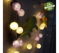 Guirlande Lumineuse, Chickw1 Alimenté par Batterie Chaîne de Lumière 6cm Boules Coton LED Cosy Lumière Couleur Décoration Pour La Saint Valentin Noël Fêtes (Feuille pourpre, 1.8m / 10 Boule lumière)