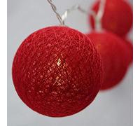 Guirlande Lumineuse, Chickw1 Alimenté par Batterie Chaîne de Lumière 6cm Boules Coton LED Cosy Lumière Couleur Décoration Pour La Saint Valentin Noël Fêtes (Rouge, 1.8m / 10 Boule lumière)