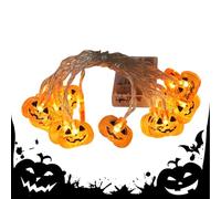 Guirlande Lumineuse Citrouille Halloween Extérieur - Décoration Lumineuse Citrouille Fantôme pour Extérieur,Alimenté par Piles Décor et Intérieur pour Mur Jardin Clôture Patio Arbre