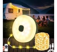 Guirlande Lumineuse De Camping,10M Guirlande Lumineuse Camping Escamotable,9 Modes D'éclairage,2500mAh USB Rechargeables,Guirlande Lumineuse Extérieure Portable pour Camping,Patio,Chambre à,Randonnée